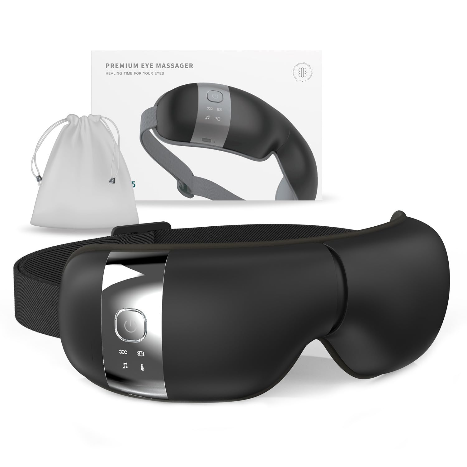 HubiCare Eye Massager with Heat Vibration and Music Helps Relieve Strain Dark Circles Dryness and for Migraine Relief
