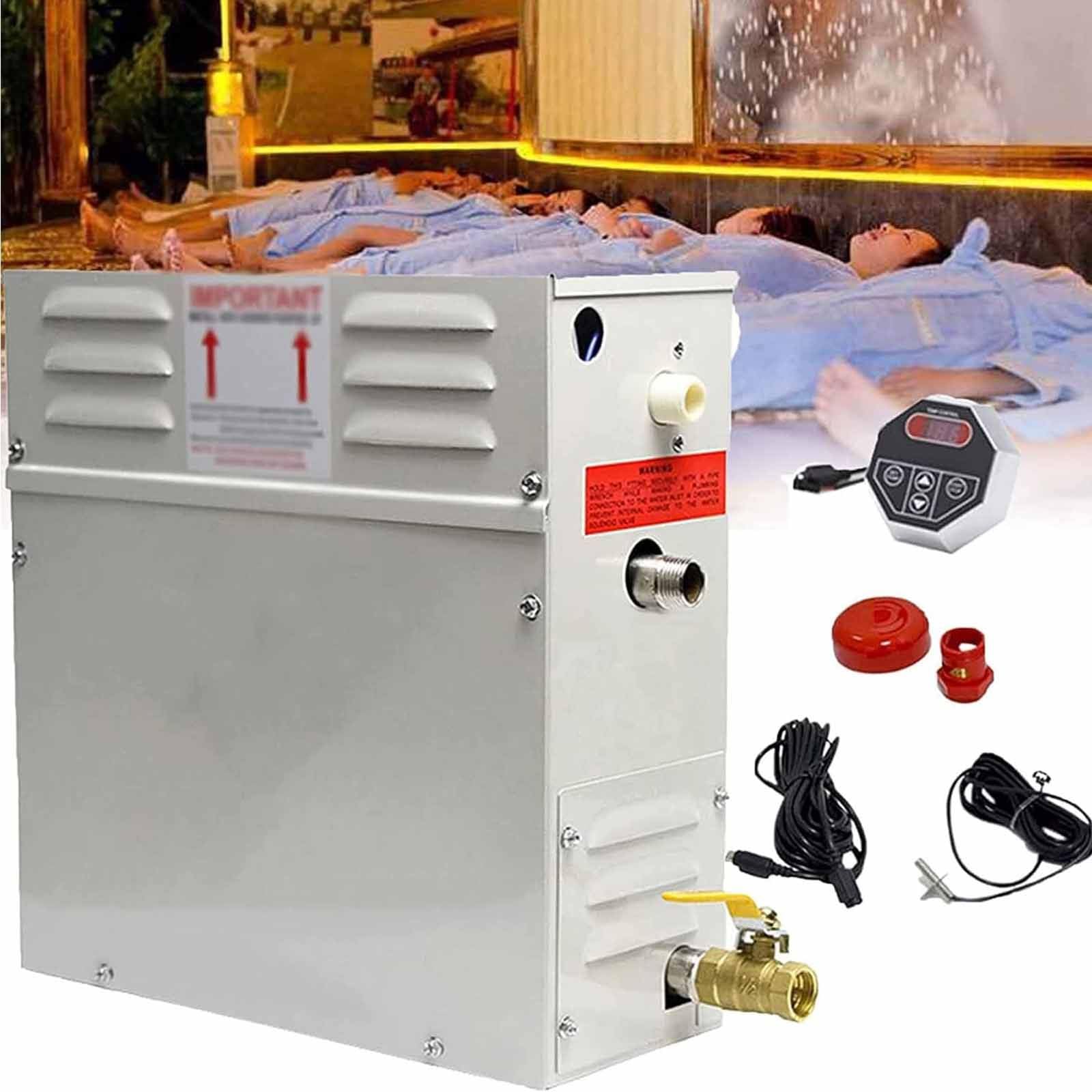 PixCy 3kw-21kw Generador De Vapor Sauna Baño Turco Ducha Dentro De con Drenaje Y Panel De Control a Prueba De Vapor para Hogar Gimnasio Hotel Salón De Belleza,380V-8.0kw