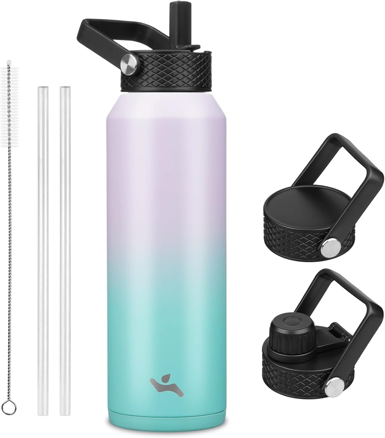 40oz Insulated Stainless Steel Water Bottle with Straw and 3 Lids, BPA-Free Sports Water Bottle,travel water bottle,Oasis