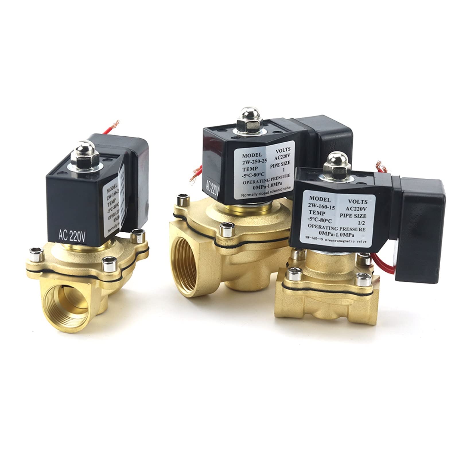 JNVFTCUX DN15 DN20 DN25 Normally Close Brass Electric Solenoid Valve with Energy Saving Coil DC24V DC12V AC220 1Pcs(Ac220v,DN15)