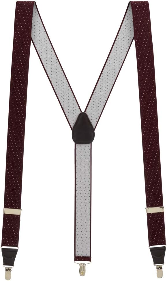 Suspender Store Woven Pin Dot Pattern Suspenders - 1.38-Inch Wide Elastic - Y-Back - Dressy Clip - 6 Colors & 2 Sizes