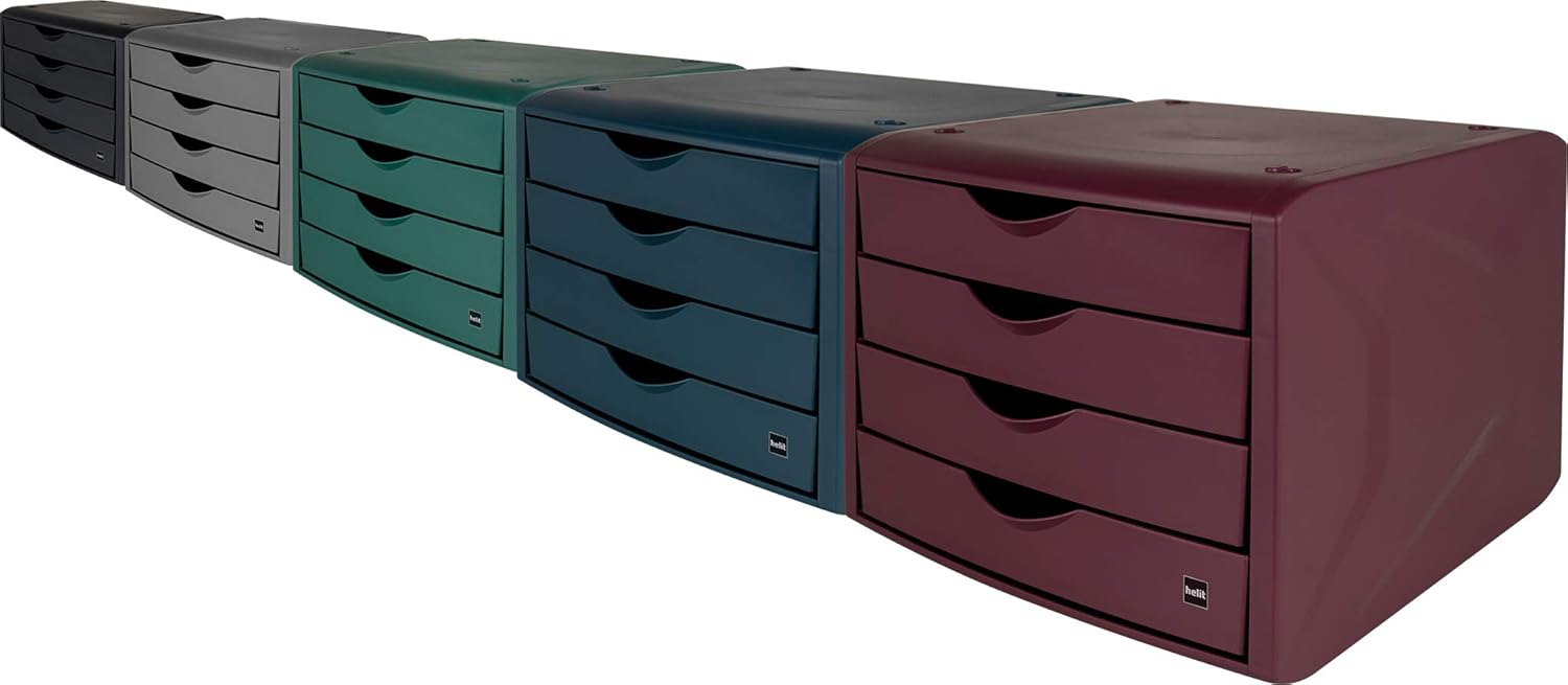 Helit The Green Chameleon Drawer Box Recycled Plastic Blue Angel Certified 1 Item red