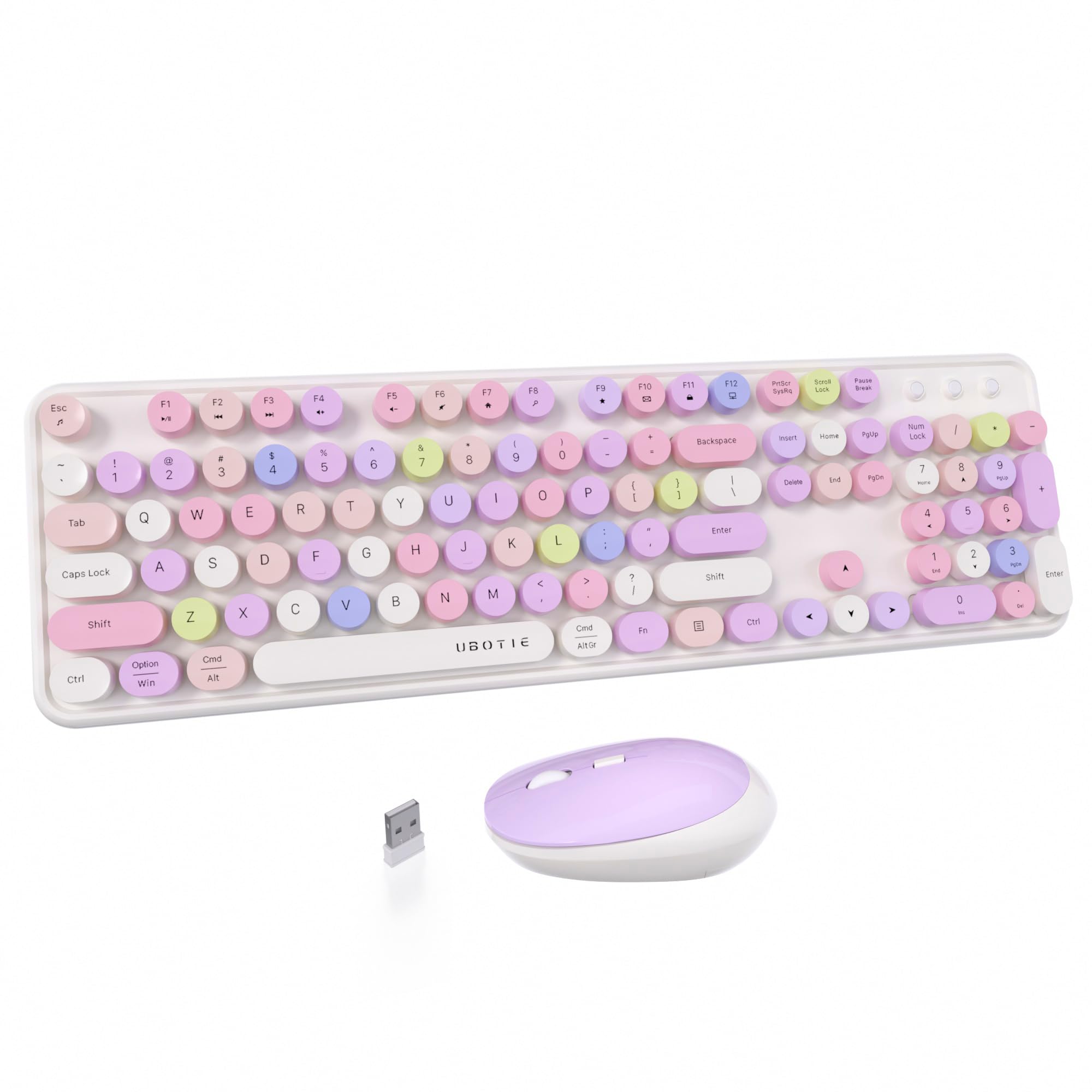 Amazon.com: UBOTIE Colorful Computer Wireless Keyboards Mouse Combos ...