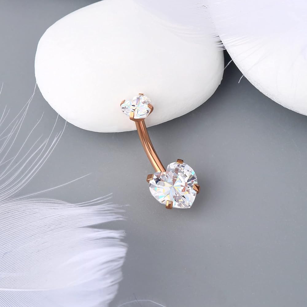 Barra Per Ombelico In Titanio Con Fiore E Pietre Brillanti - Foto 8