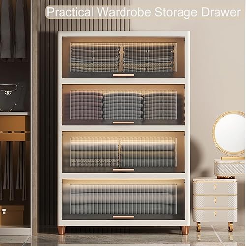 Miniatura 2 de Contenedores de almacenamiento de plástico  4 cajones abatibles, organizador de almacenamiento de plástico para el hogar, torre organizadora alta