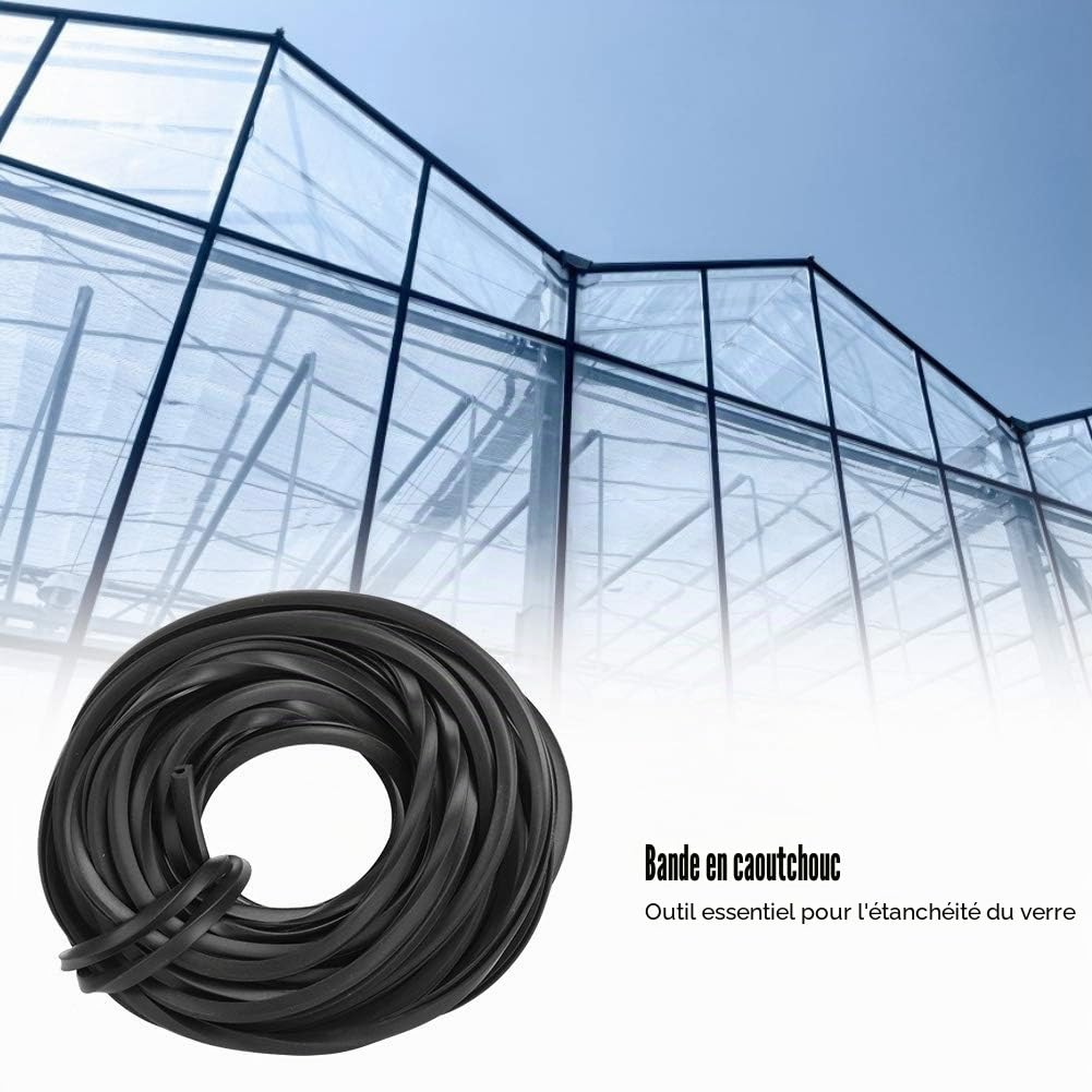 Lot de 2 Bandes en Caoutchouc Noir pour Serre - Joint d'Étanchéité de Porte et Fenêtre, Accessoires de Serre Sans Cadre, 10 m Chacun