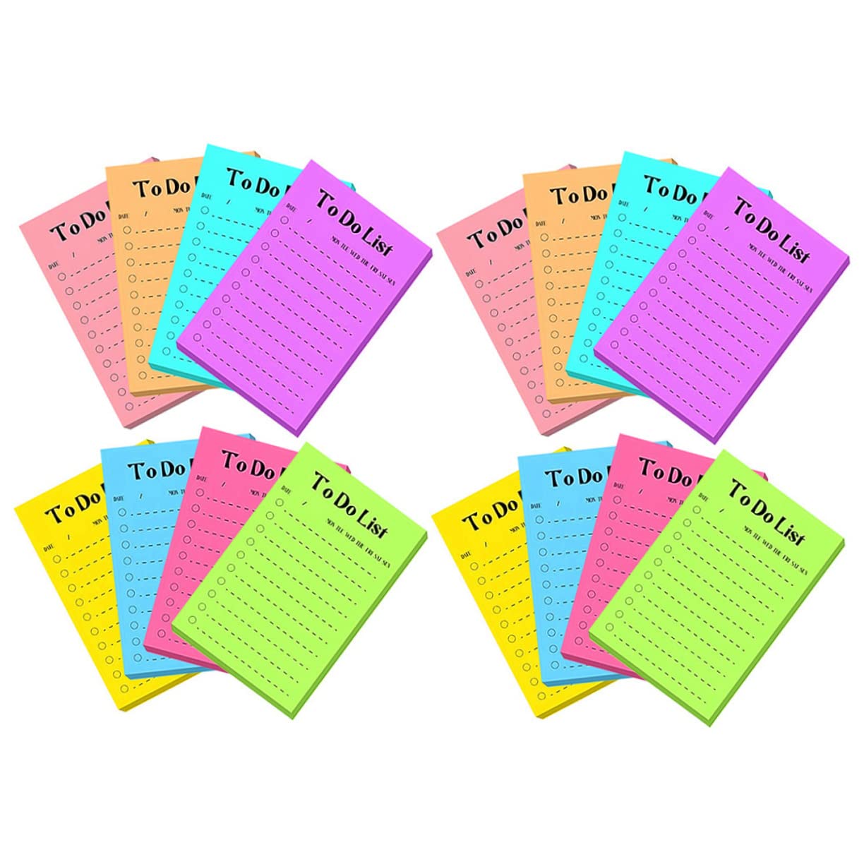 Note Sticker in Carta Fluorescente, 16 Libri, 1 Libro 50 Fogli