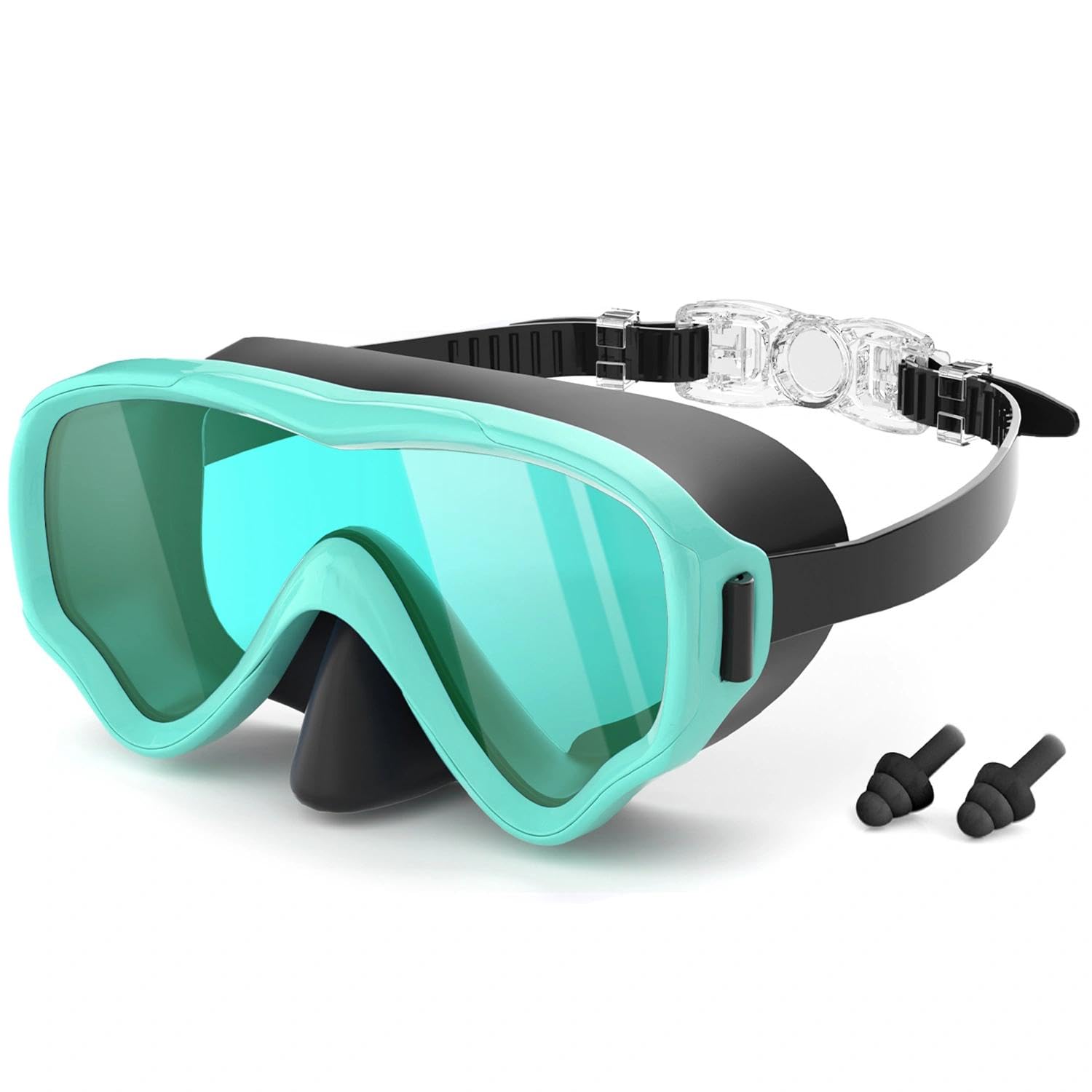 COOLOO Taucherbrille Kinder für 4-16 Jahre，Schwimmbrille mit Nasenabdeckung | PC-Gläser, Anti-Leck, Anti Nebel, 180°Panorama HD, für Jungen Mädchen Jugendliche, Leicht, Ein-Klick-Verschluss