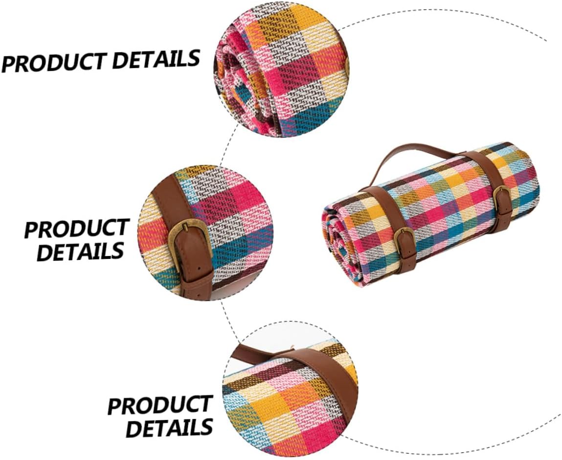Totority Waterproof Leather Strap Picnic Mat, Outdoor Camping Cushion 150x200cm, Thick Moisture-Resistant Beach Picnic Pad for Backyard, Park, and Travel