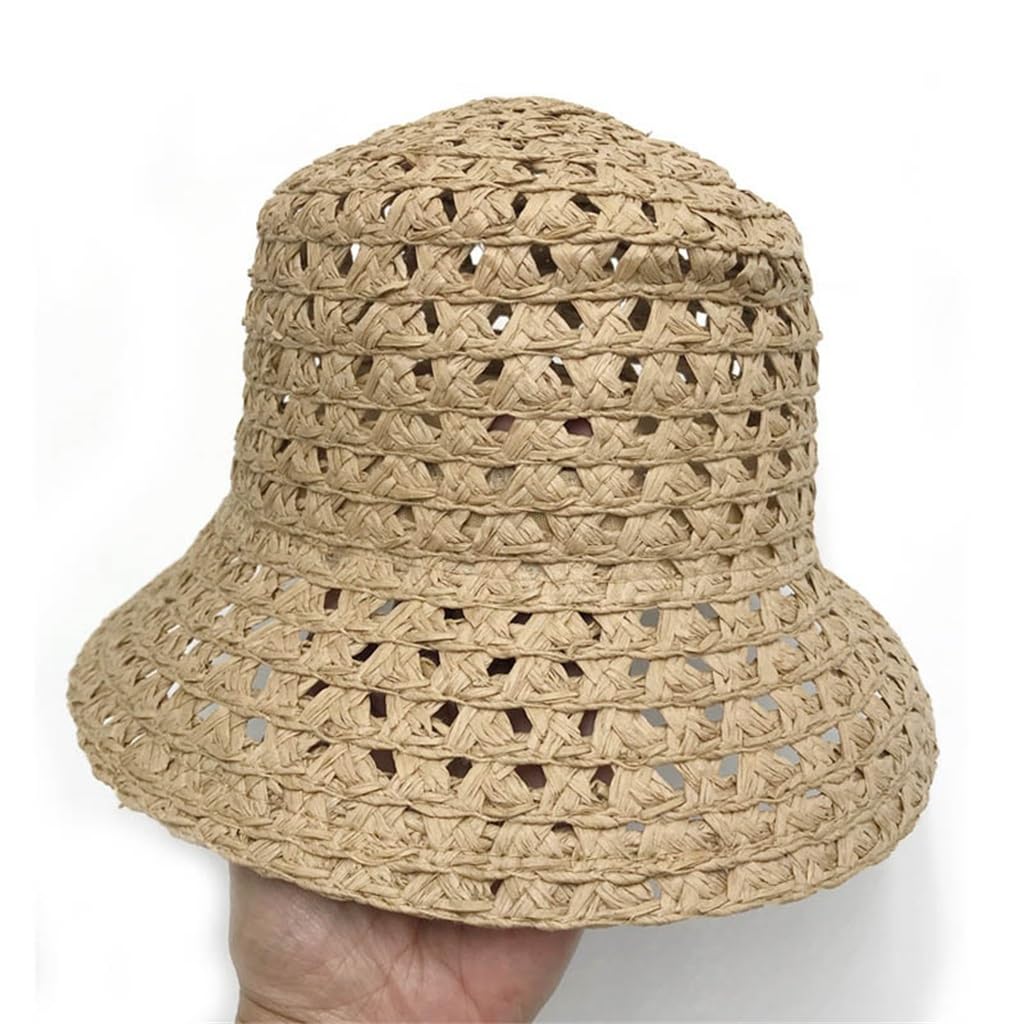 Cappello da Pescatore con sommità Piatta Cava in Rafia Imitazione Cappello di Paglia Cappello di Paglia di Carta Cappello da Vaso for Esterni Cappello di Paglia Cappello da Sole