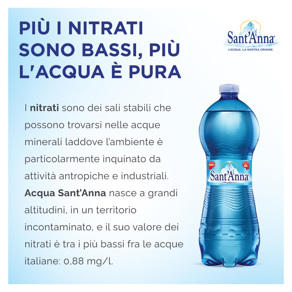 Acqua Sant'Anna Pack 1,0L Frizzante | 9 confezioni da 6 bottiglie | Acqua Minerale Naturale Oligominerale Minimamente mineralizzata | Bottiglie di Plastica 100% Riciclabile