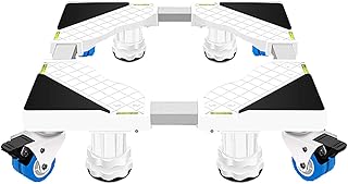 Base de Machine à Laver Réglable,Support Frigo,Plateaux De Sol Stainless Steel 45cm-65cm Support Charge 300 kg,pour Réfrigérateur/Machine à Laver/Sèche-linge(black)