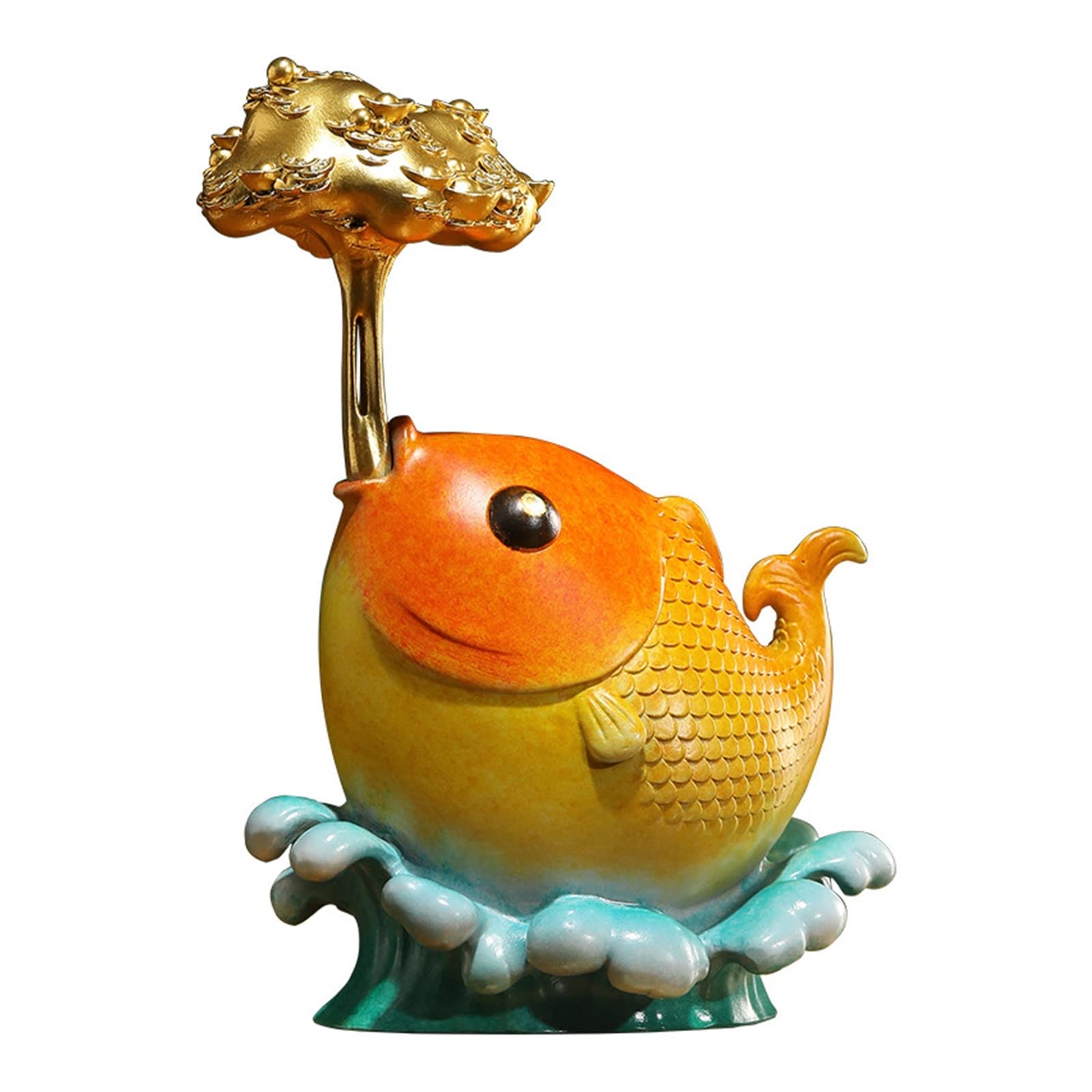 hongchenke34 Copper statue All Copper Fish Entryway Ornaments Living Room Office Rich and Prosperous Crafts