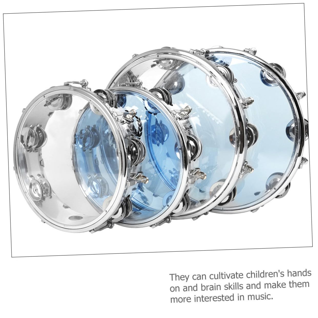 WOONEKY Pandereta de Mano de Percusión de 8 Pulgadas y Cuerpo Abs Aro de Acero Inoxidable con Doble Serie Que Estimula Interés y Concentración Instrumento Musical para Niños