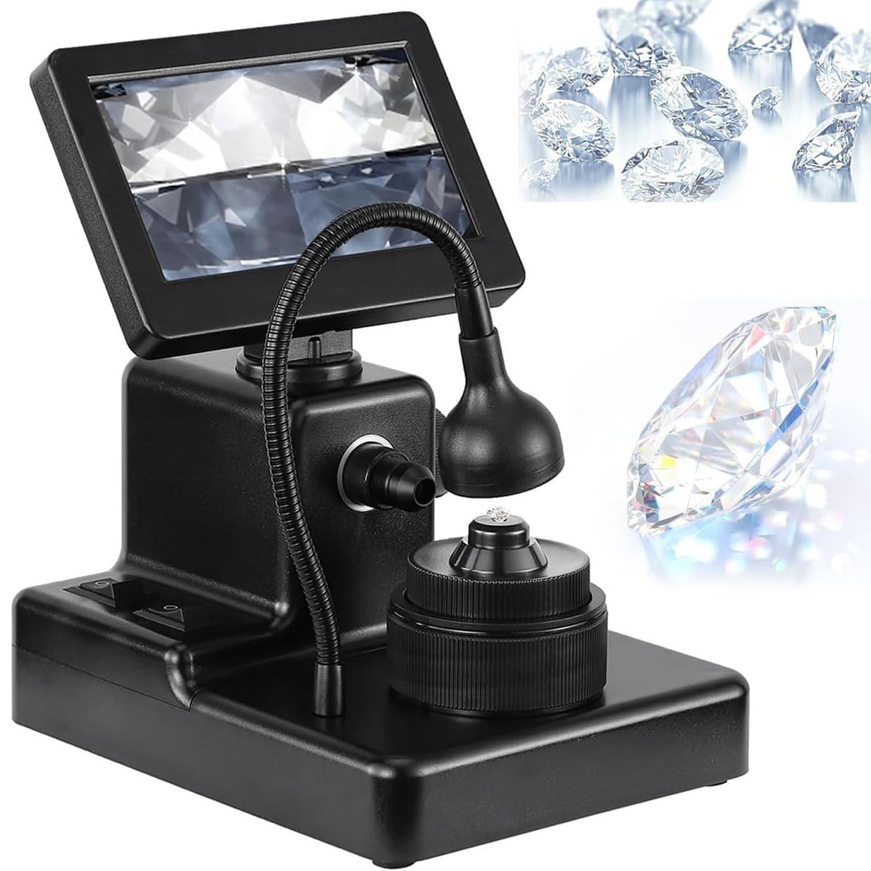 Digitales Mikroskop, 4,3-Zoll-LCD-Bildschirm mit LED-Licht, 50-1000-fache Vergrößerung, genauer Diamantgürtel-Viewer zur Beschriftungsidentifizierung