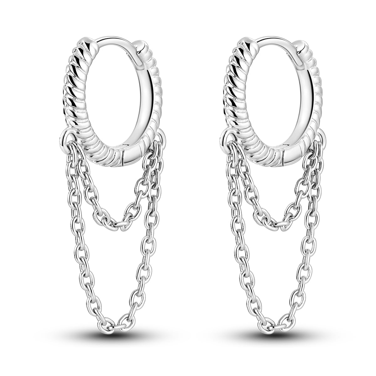 Pendientes de aro de plata de ley 925 para mujer, hipoalergénicos, estilo huggie — view 30
