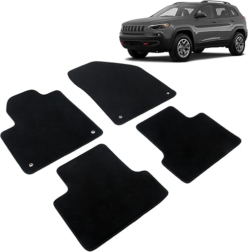 Miniatura 2 de IKON MOTORSPORTS, Alfombrillas de nailon para automóvil compatibles con Jeep Cherokee 4DR 2014-2023, alfombras negras de automóvil de pasajeros
