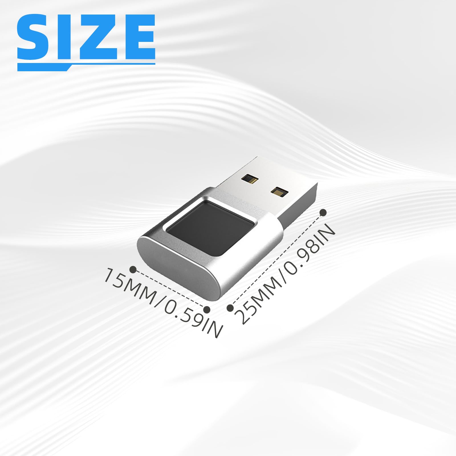 Lettore di impronte digitali USB, scanner biometrico in lega di zinco color argento, con touch a 360 gradi per PC e laptop per Windows 10 11 Hello, Plug and Play per accedere rapidamente