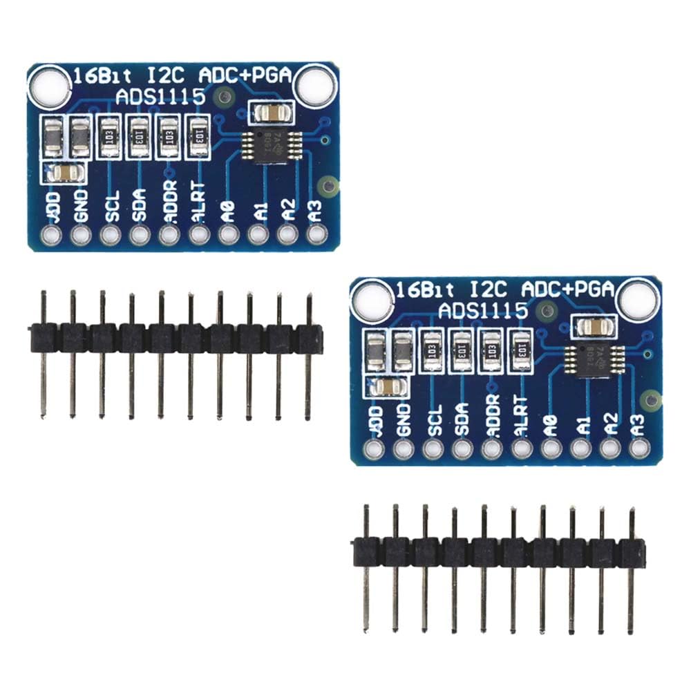 Makator AE 2pcs ADS1115 16 Bit 16 Byte 4 Channel I2C IIC Analog-to-Digital ADC PGA Converter with Programmable Gain Amplifier ADC Converter Development Board