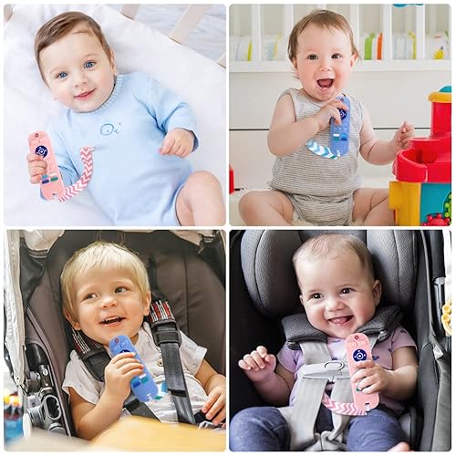 Miniatura 7 de Juguetes mordedores para bebés, 2 juguetes de dentición de silicona, juguetes de dentición con forma de control remoto con 2 clips para chupete,