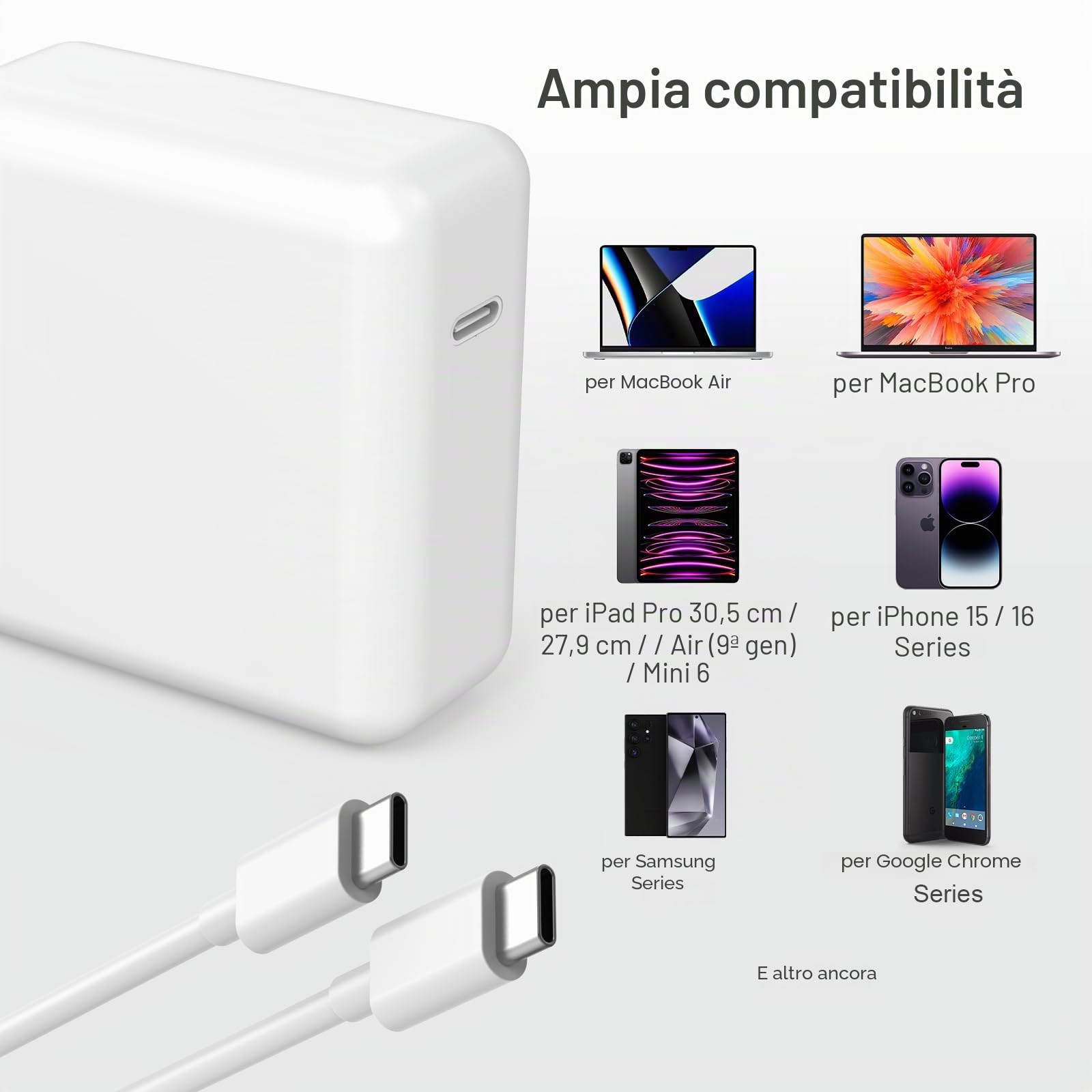 Caricatore USB C 67 W per MacBook Air Pro 13 14 15 16 pollici 2024 M1 M2 M3 iPad