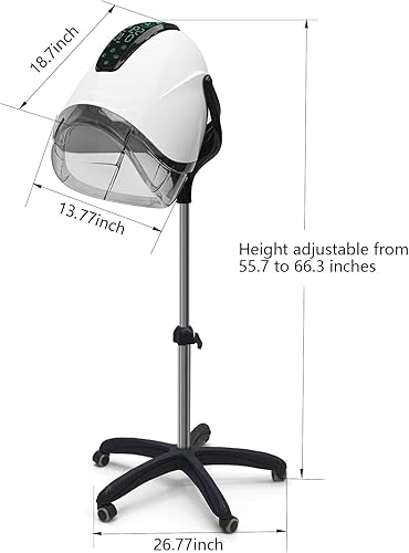 Miniatura 3 de Secador de pelo profesional con capucha, con panel de control táctil inteligente, ajustes de 8 velocidades de 1000 W, funciones de iones negativos y