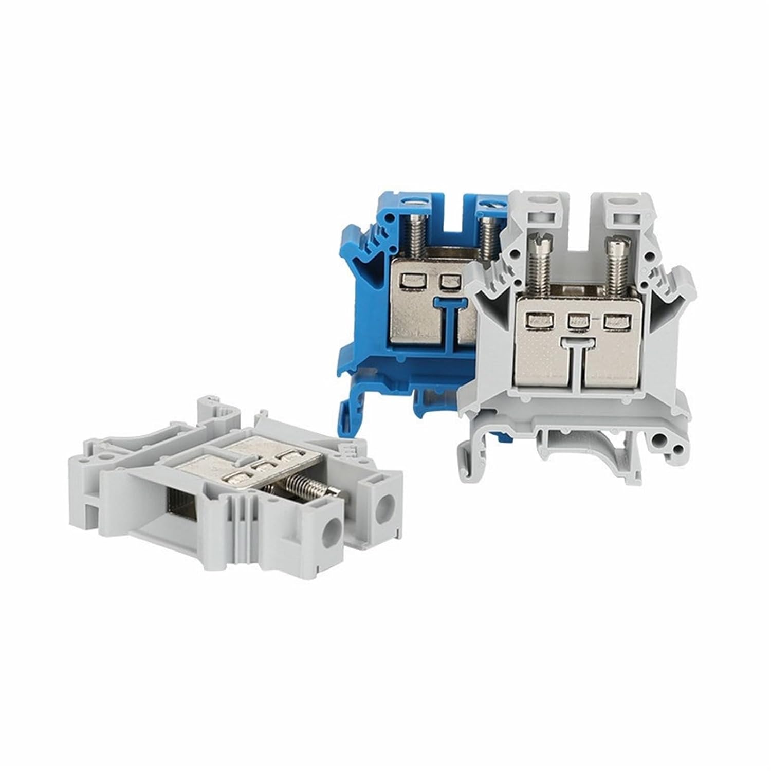 5Pcs UK16 Screw Connection 16mm² 2-Conductor Strip Cable Wire Electric Connector Universal DIN Rail Terminal Block UK 16(Blue)