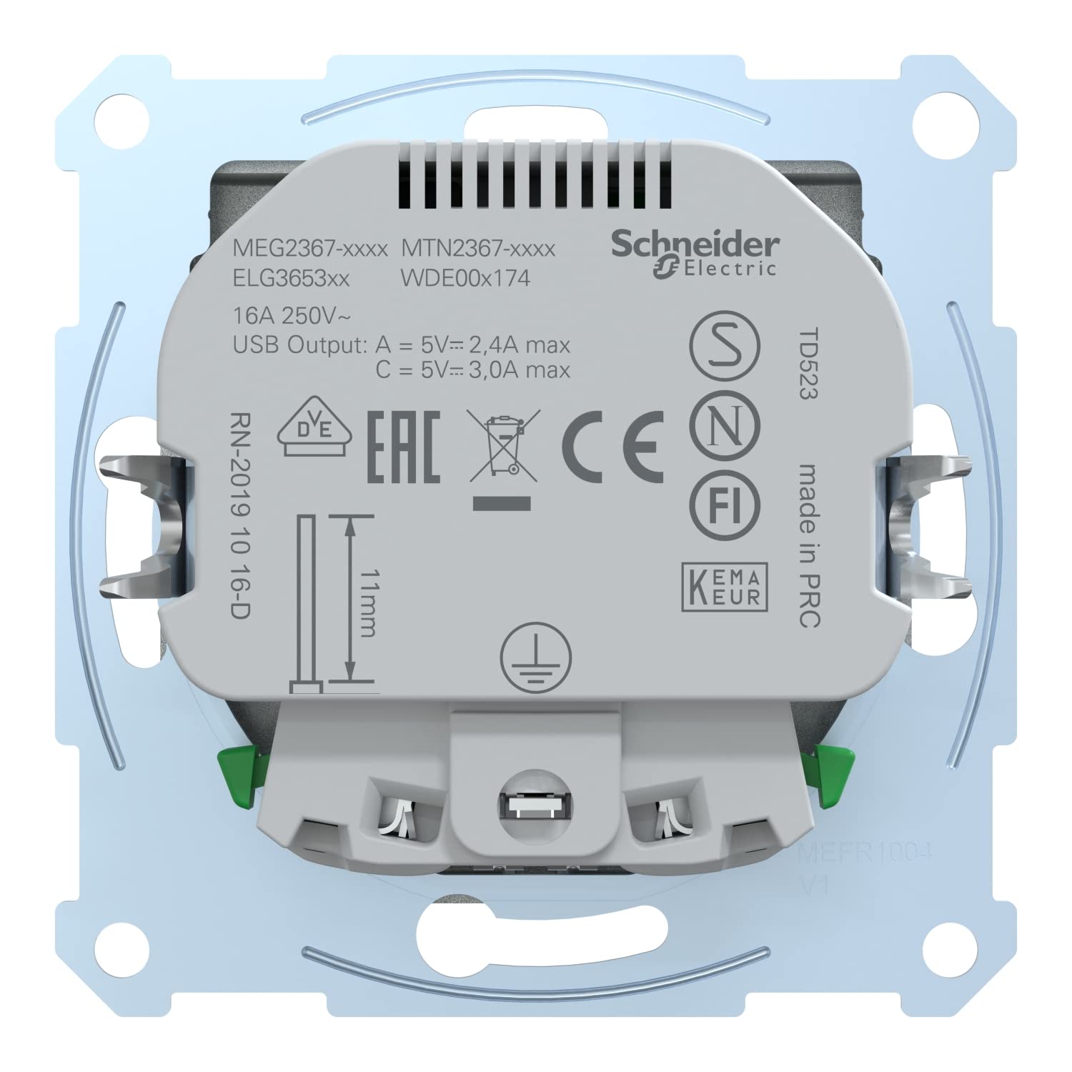 Schneider Electric Merten MEG2367-0460 gniazdko elektryczne ze złączem USB typ A+C system M aluminium, gniazdko Schuko USB podtynkowe, gniazdo wtykowe ze stykiem ochronnym, odpowiednie do smartfonów,