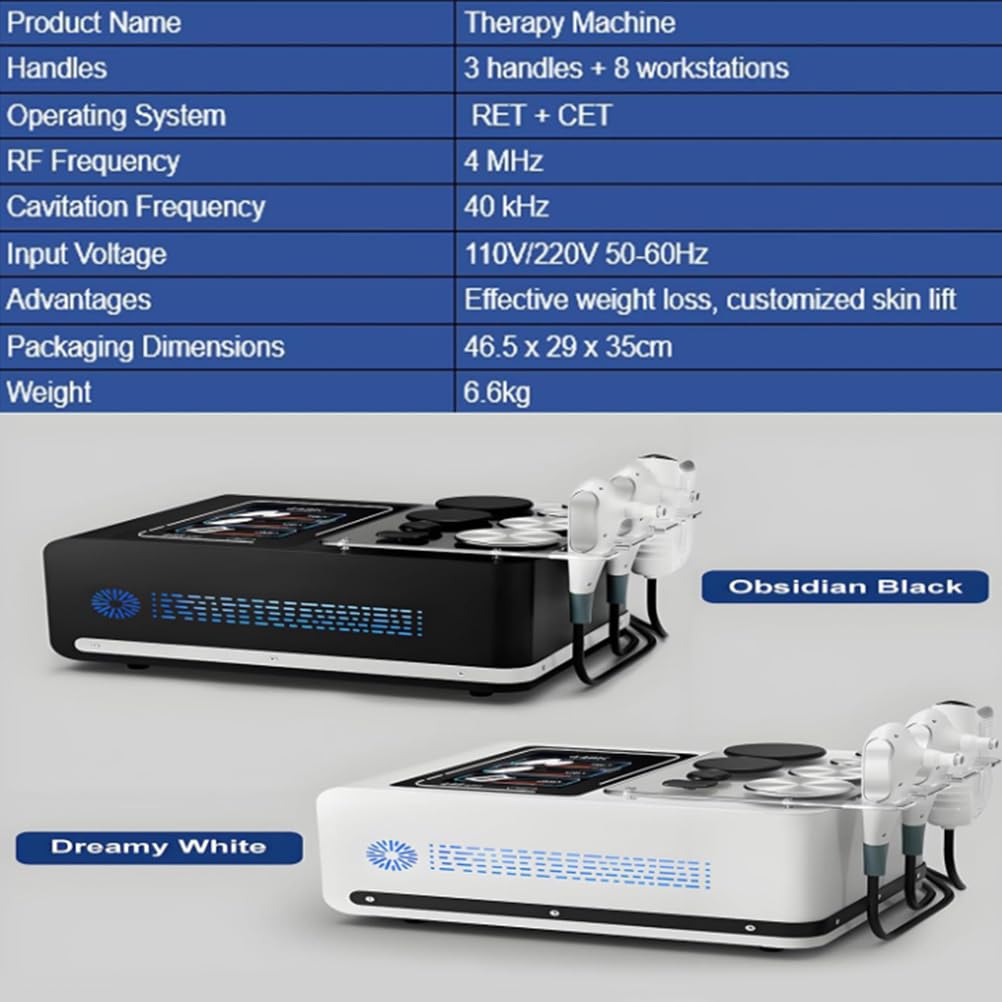 BCBKD Macchina Professionale RF per Bellezza E Perdita di Peso Dispositivo A Radiofrequenza 448 Khz con 3 Maniglie per Sollevamento, Modellamento del Corpo, 8 Postazioni di Lavoro