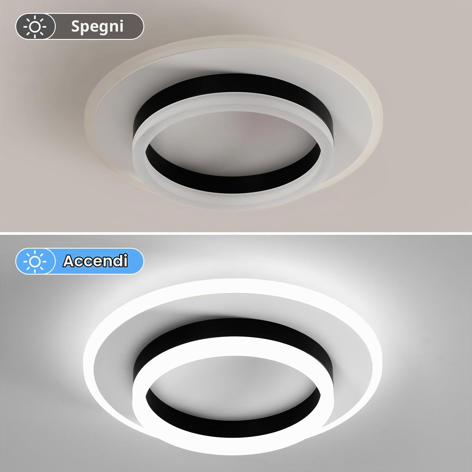Plafoniera LED Soffitto 28W 3150LM, Ø30cm Lampada Soffitto Rotonda