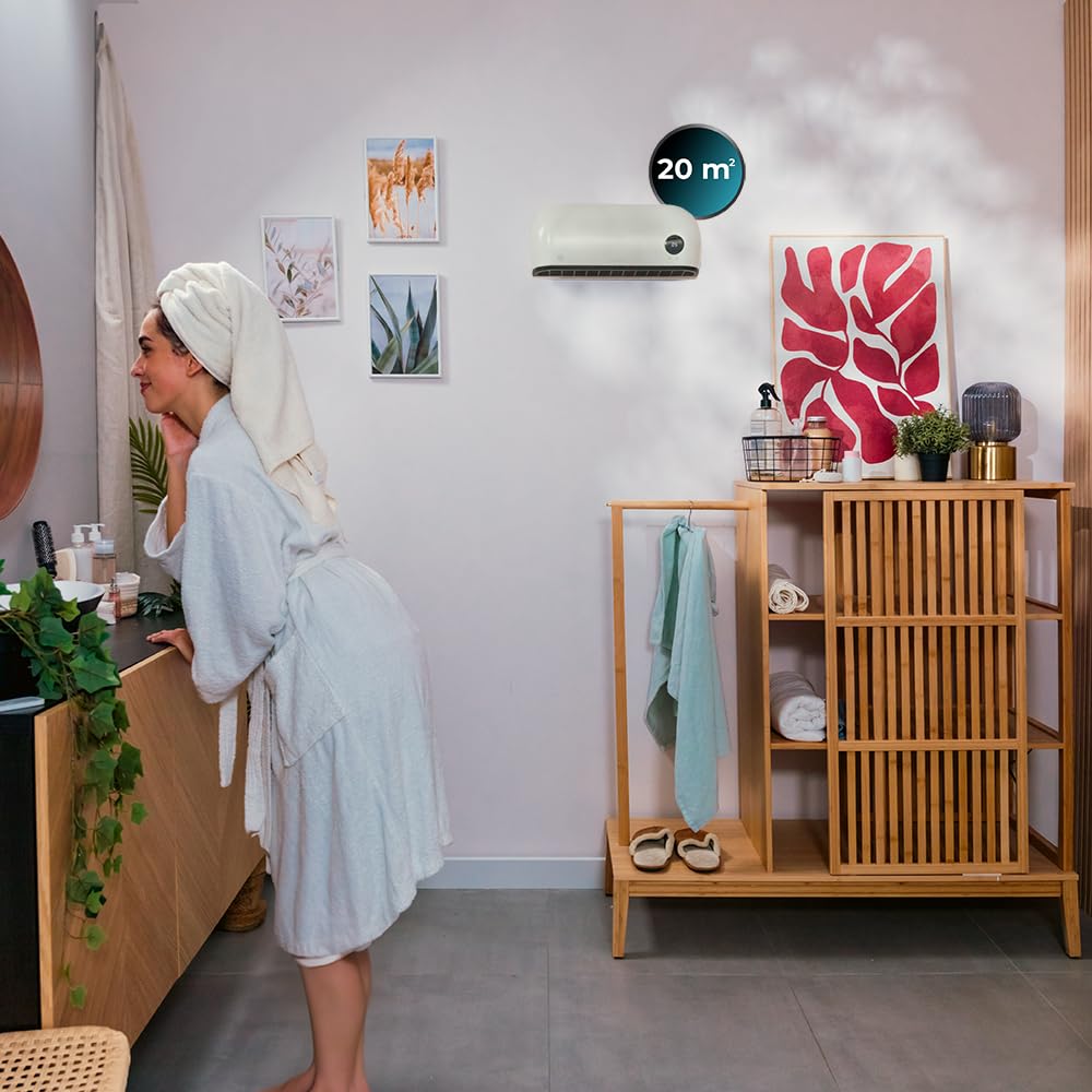 Cecotec Chauffage en Céramique de Salle de Bain ReadyWarm 2000 Max Box Ceramic. 2000 W, Écran LCD, Thermostat Réglable, Télécommande, Protection IPX2, Minuterie, Sécurité contre la Surchauffe