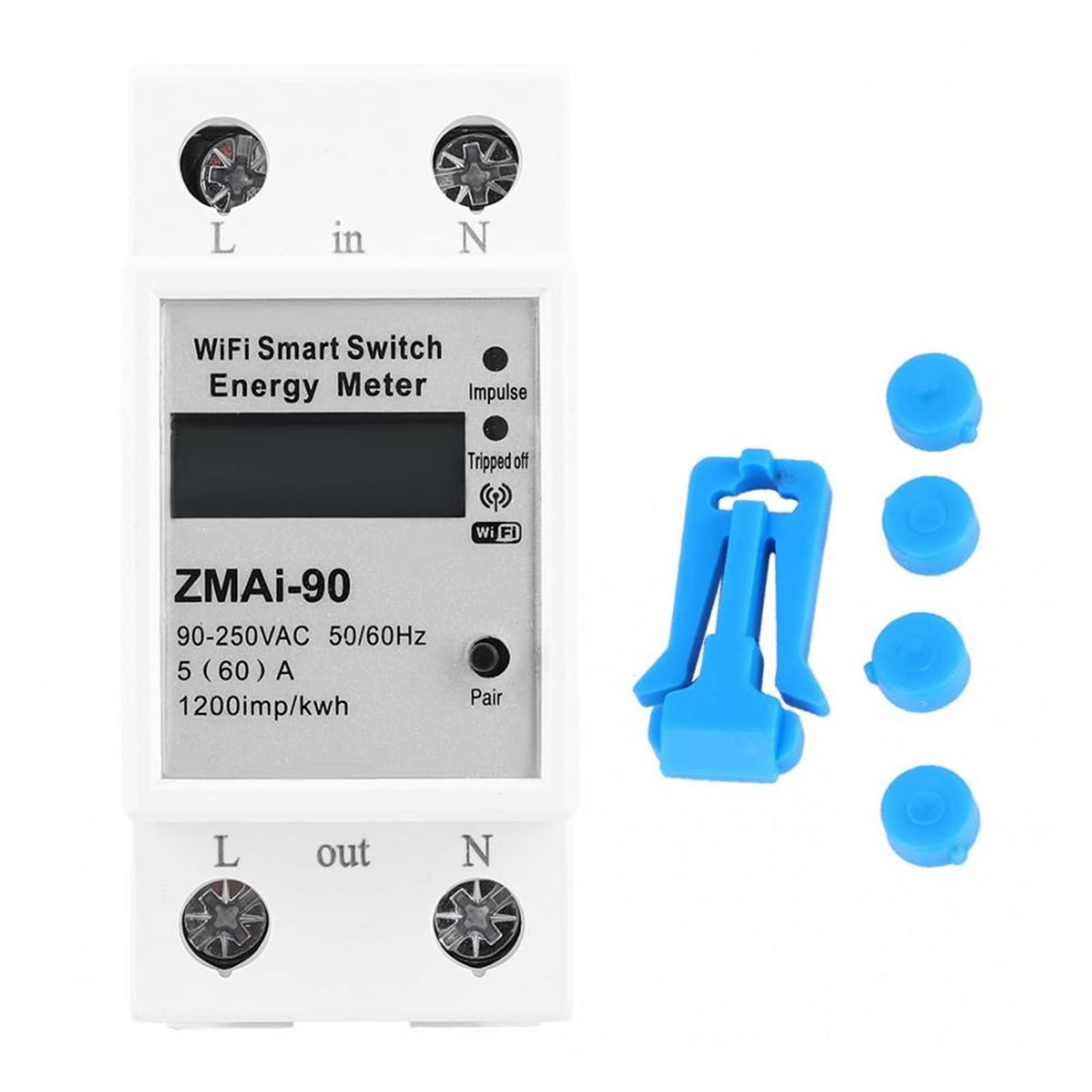 Medidor De Consumo Electrico, Medidor de energía Digital Remoto LCD Interruptor de medición Digital Medidor de energía monofásico 90-250V 60A Medidor de energía LCD, Fácil de Instalar