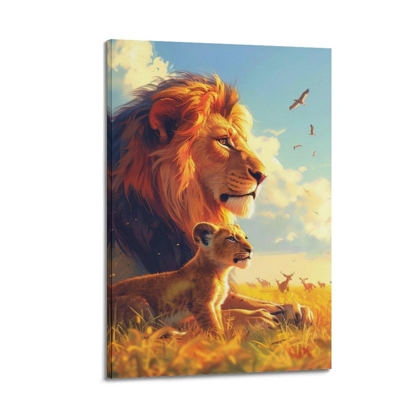 WZKTCL Animal Artwork Poster Lions in The Steppe Poster Decorative Painting Canvas Wall Posters And Art Picture Print Modern Family Bedroom Decor Posters 24x36inch(60x90cm)