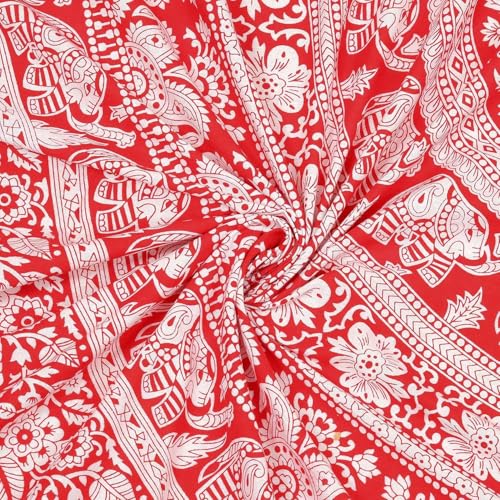 Image of Opulent Collection Double Bedsheet with 2 Pillow Cover | 100% Cotton Bedsheets for Double Bed | Handloom Bedsheet | Size 86x90 inches | King Size (90X102 Inches) (Cadmium Red, King)