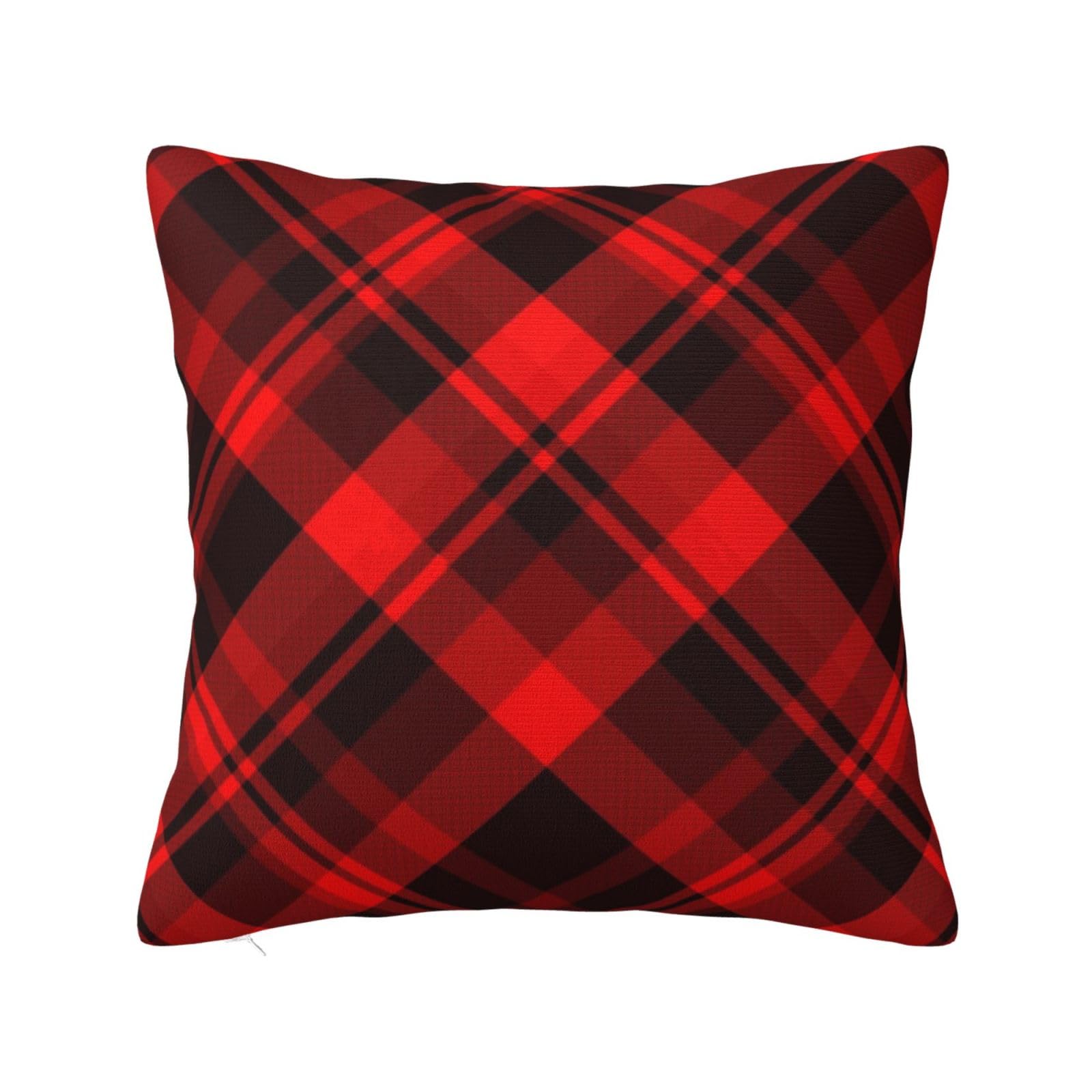 Red and Black Plaid Tartan Pillowcase 22"x22"