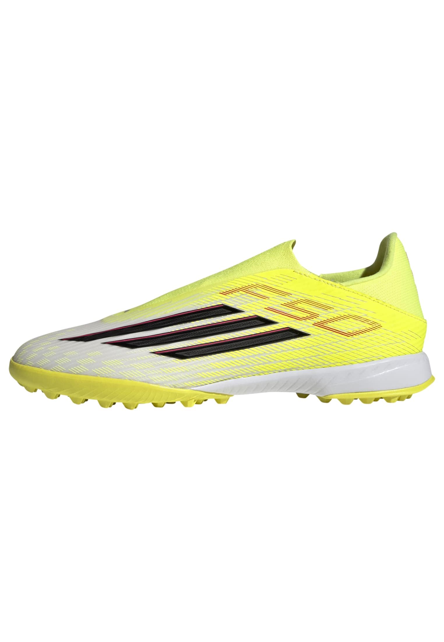 adidas Unisex F50 League Laceless Turf Football Shoes, Team Solar Yellow 2/core Black/Lucid red, 10.5 UK