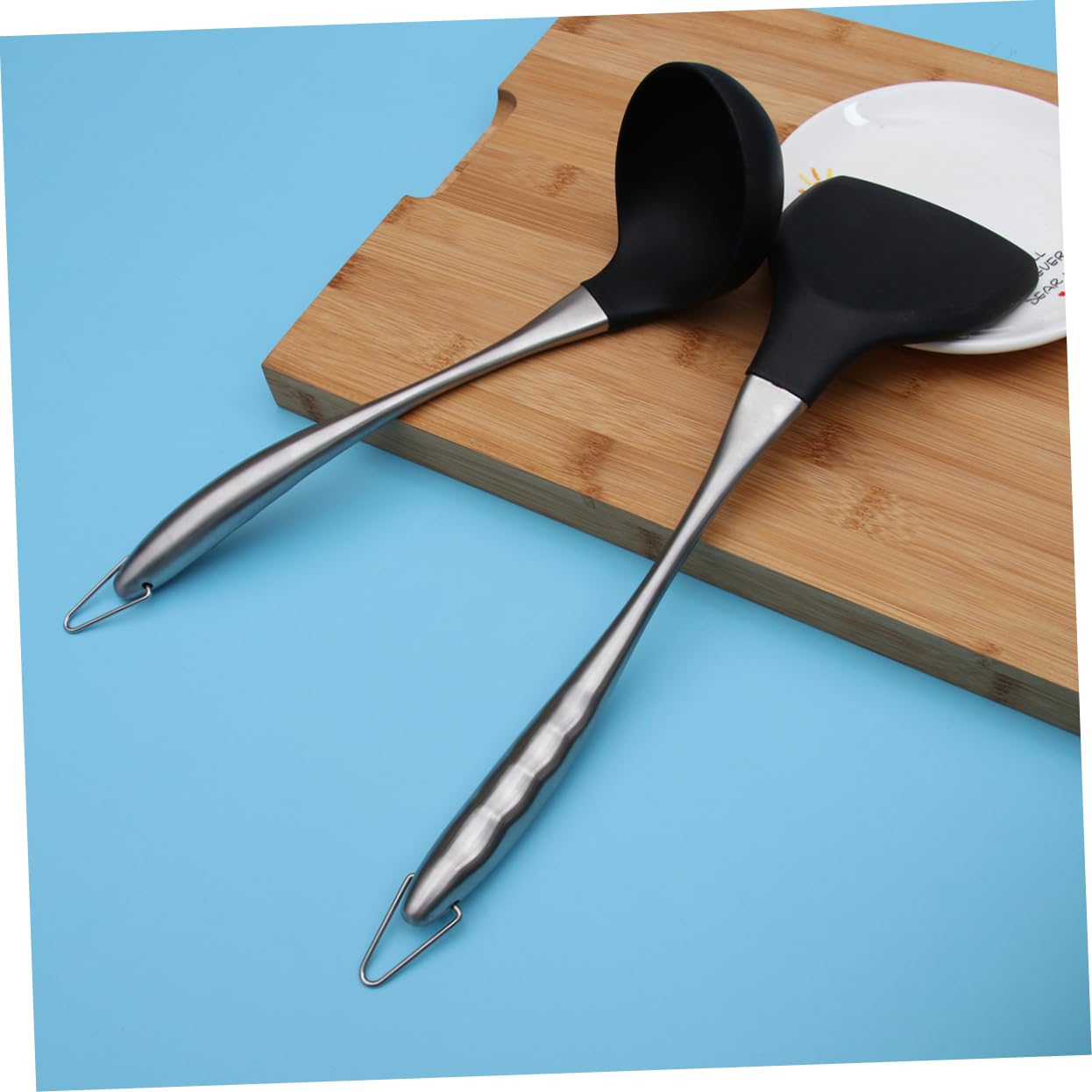 Set 2 Pezzi di Spatola e Cucchiaio Wok in Acciaio Inox