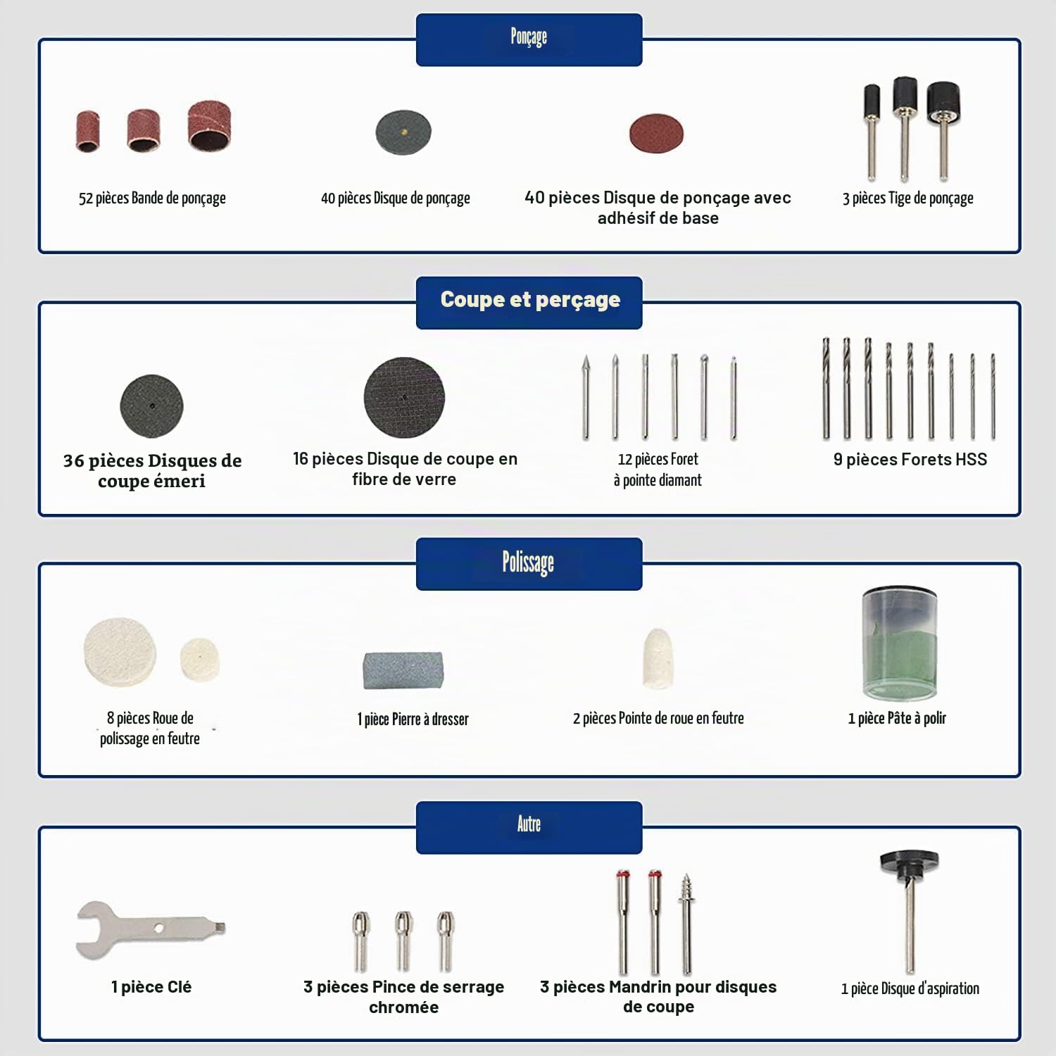 WORKPRO Coffret de 276 Accessoires d'Outils Rotatifs Universels pour Polissage Perçage Meulage Sculpture Coupe Faciles | pour Polissage Perçage Meulage Sculpture Coupe Faciles
