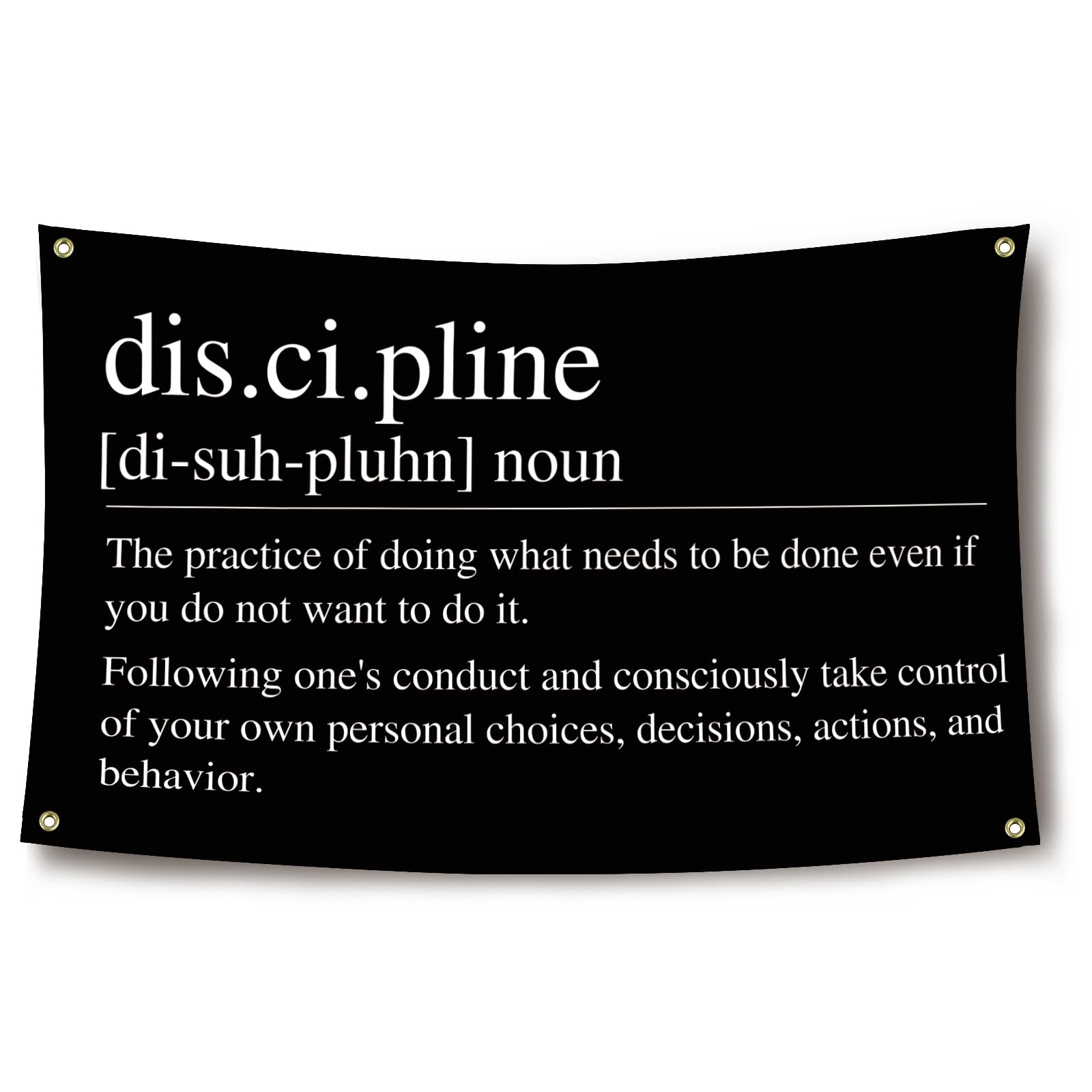 Pskragi Discipline Motivational Home Gym Flag 3x5 Feet Inspirational Office Home Gym Dorm Wall Decor Gym Banners and Flags for Room with 4 Bass Gromments