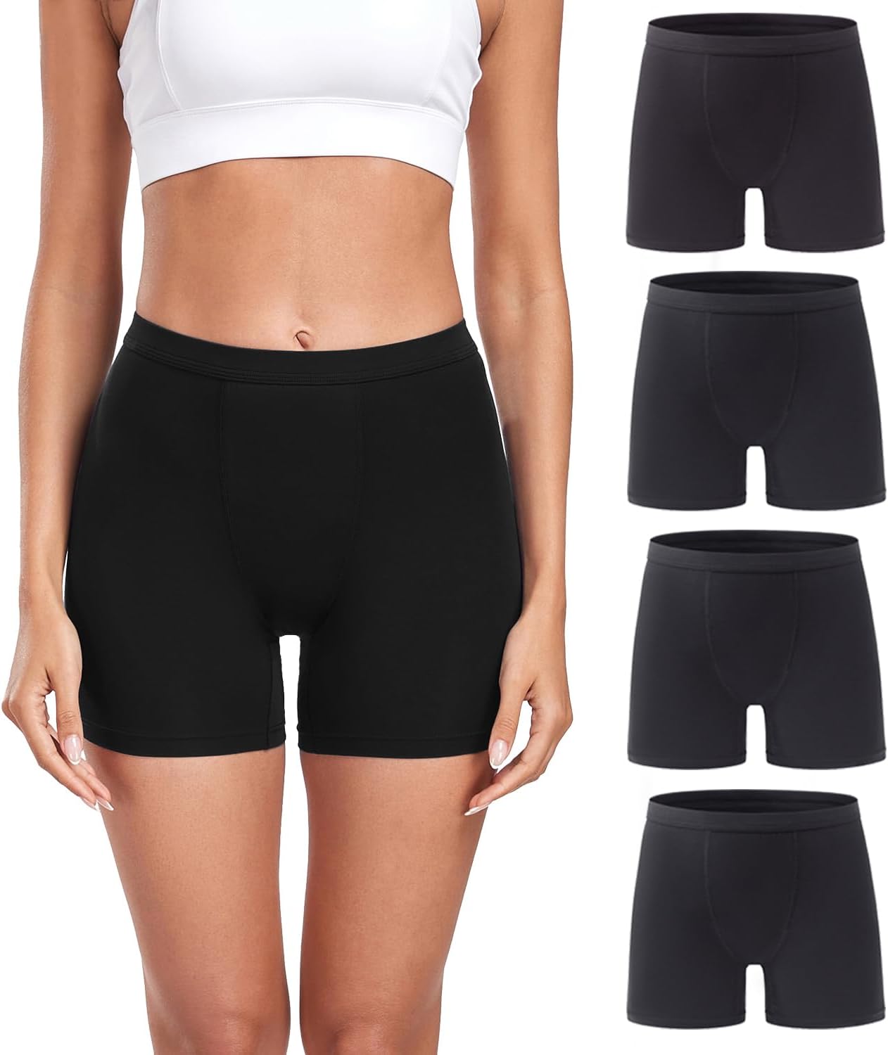 wirarpa Women's Modal Boy Shorts Panties Soft Microfiber Boxer Briefs Underwear 4 Pack