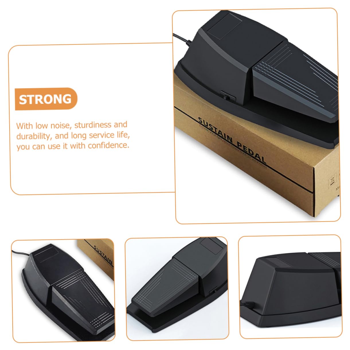 ibasenice Pedale Sustain per Pianoforte in Gomma e Abs Effetto Sustain Sonoro e Basso Rumore, Pedale Nero Antiscivolo per Tastiere e Sintetizzatori
