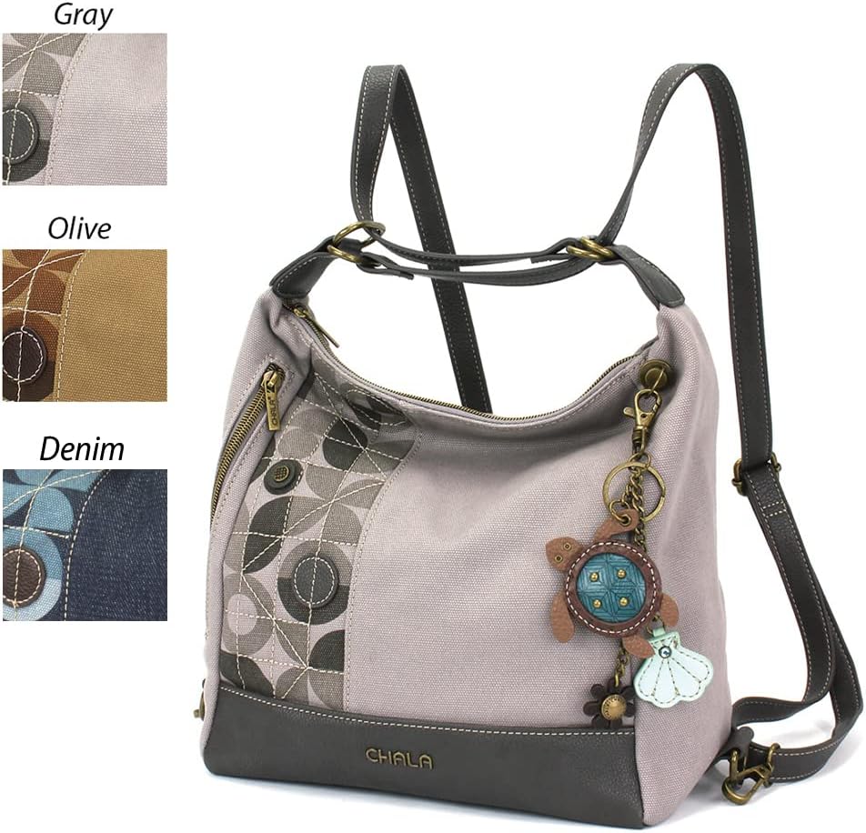 CHALA Retro Convertible Purse - Mini Keychain Turtle - Denim