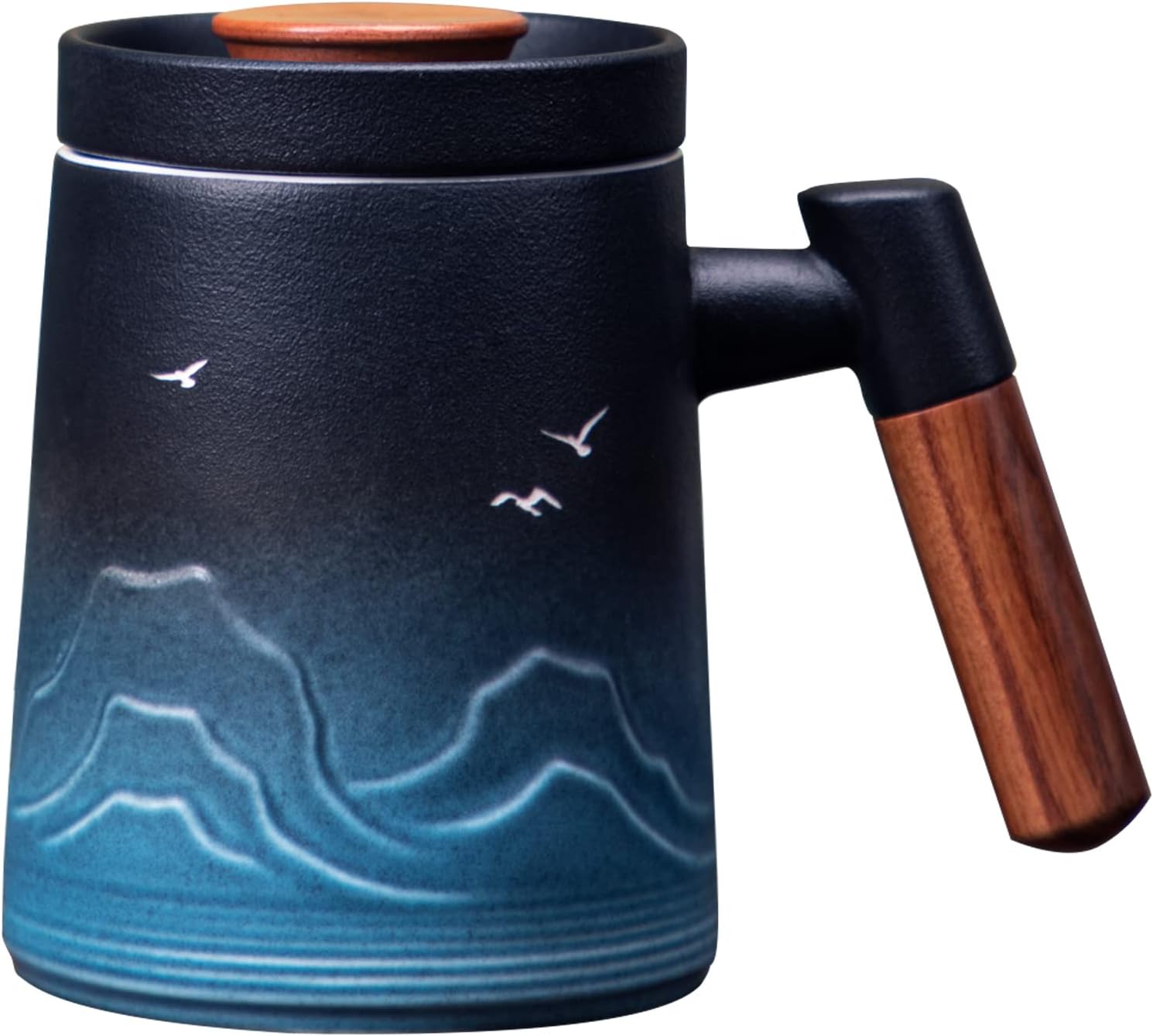 Ceramic Tea Cup With Infuser And Lid For Steeping Loose Leaf, Cute Lucky Cat