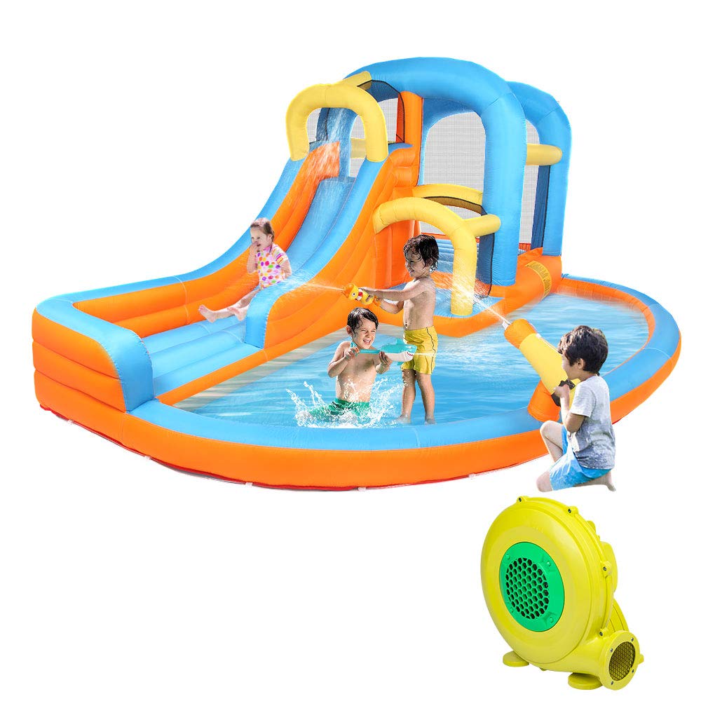 JOYMOR 5in1 Inflatable Water Slide Park, Water Bounce House w/Air