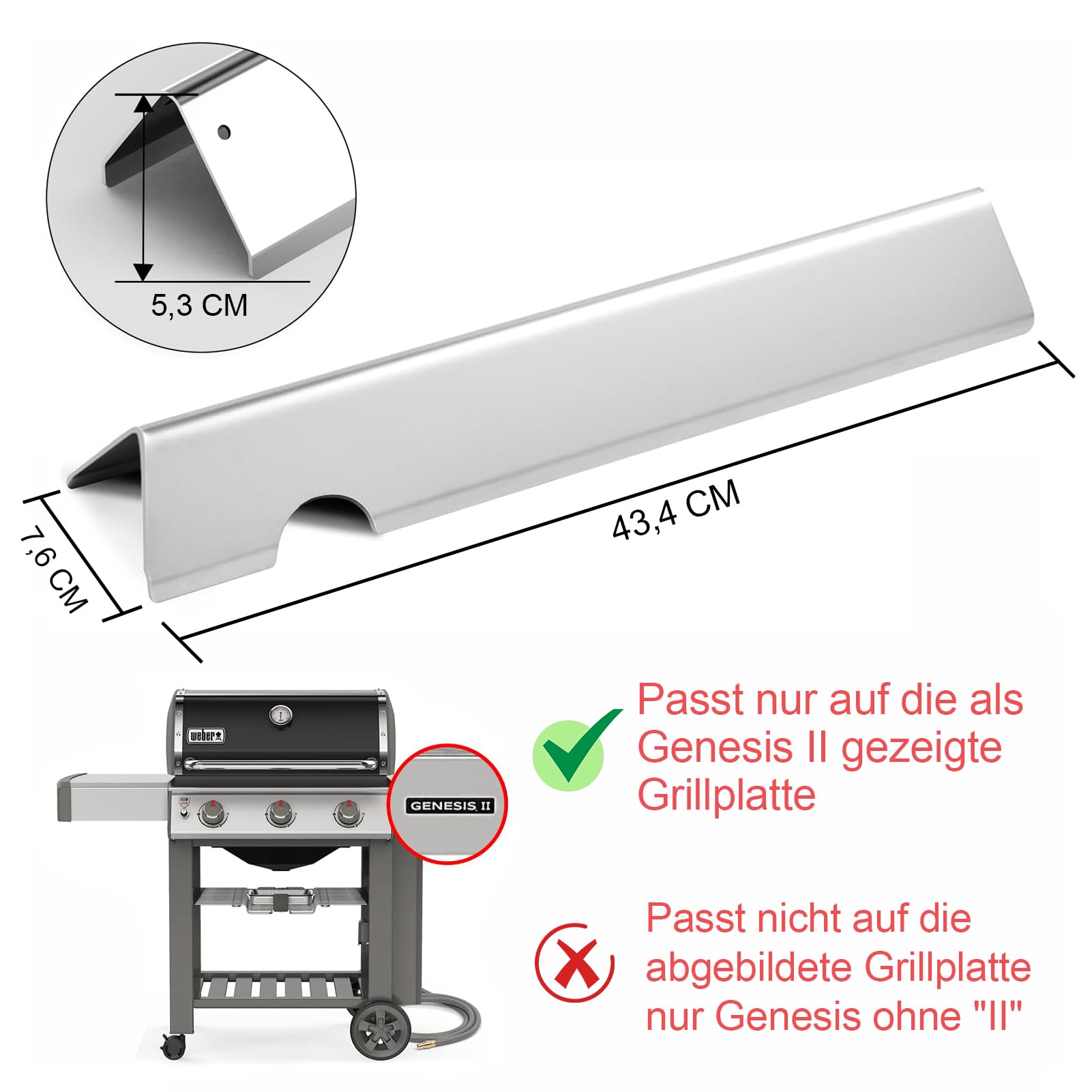 MGiessca Barres de Saveur de Remplacement 66795 pour Weber Genesis II E-310 E-335 E-330 GS4 S-335, Remplacement Pièce 66032, Adapté à Série LX 300 LX S-340 E-340