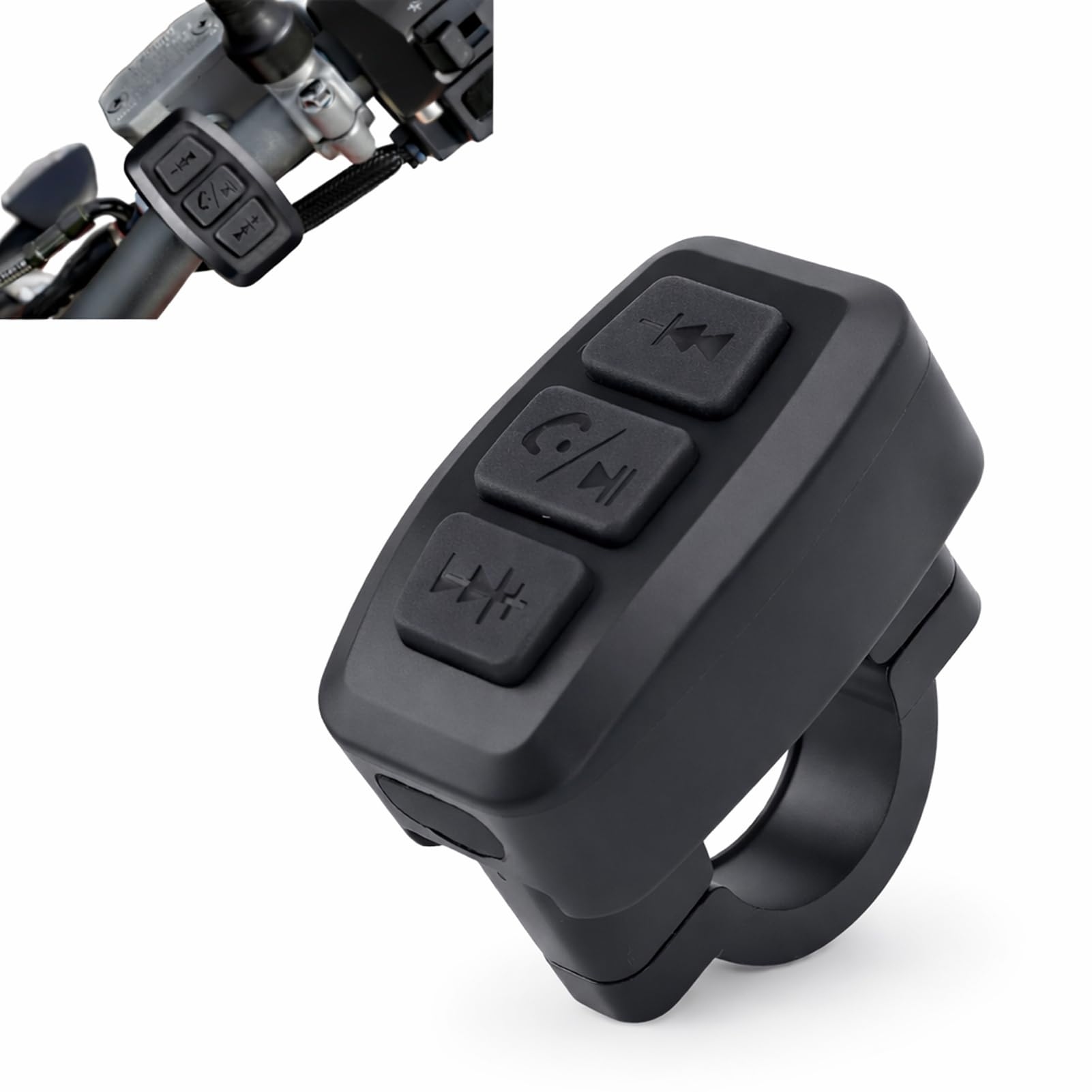 Bluetooth-Controller für Fahrrad, Motorrad, IPX6 wasserdichte Handy-Fernbedienung für Android, Wiederaufladbar, 15 M Reichweite (Black)