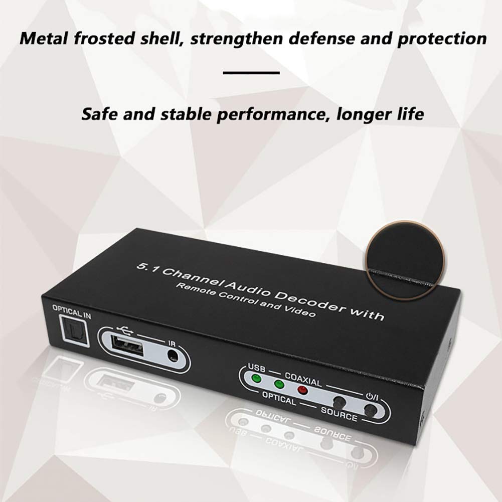 Décodeur Audio, convertisseur numérique-analogique, Compatible avec Fibre Optique, coaxial, canaux 5.1, USB, équipement Audio AC3 DTS Décodeur de Son Surround numérique, Prend en c