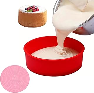 Moule Gateau Silicone Rond, 25cm Antiadhésif Moule a Gateaus Rrond Silicones, 10 Pouces Moule Silicone Patisserie Rond, pour Gateaus Arc-en-ciel, Gateau éponge, Gatea D'anniversaire