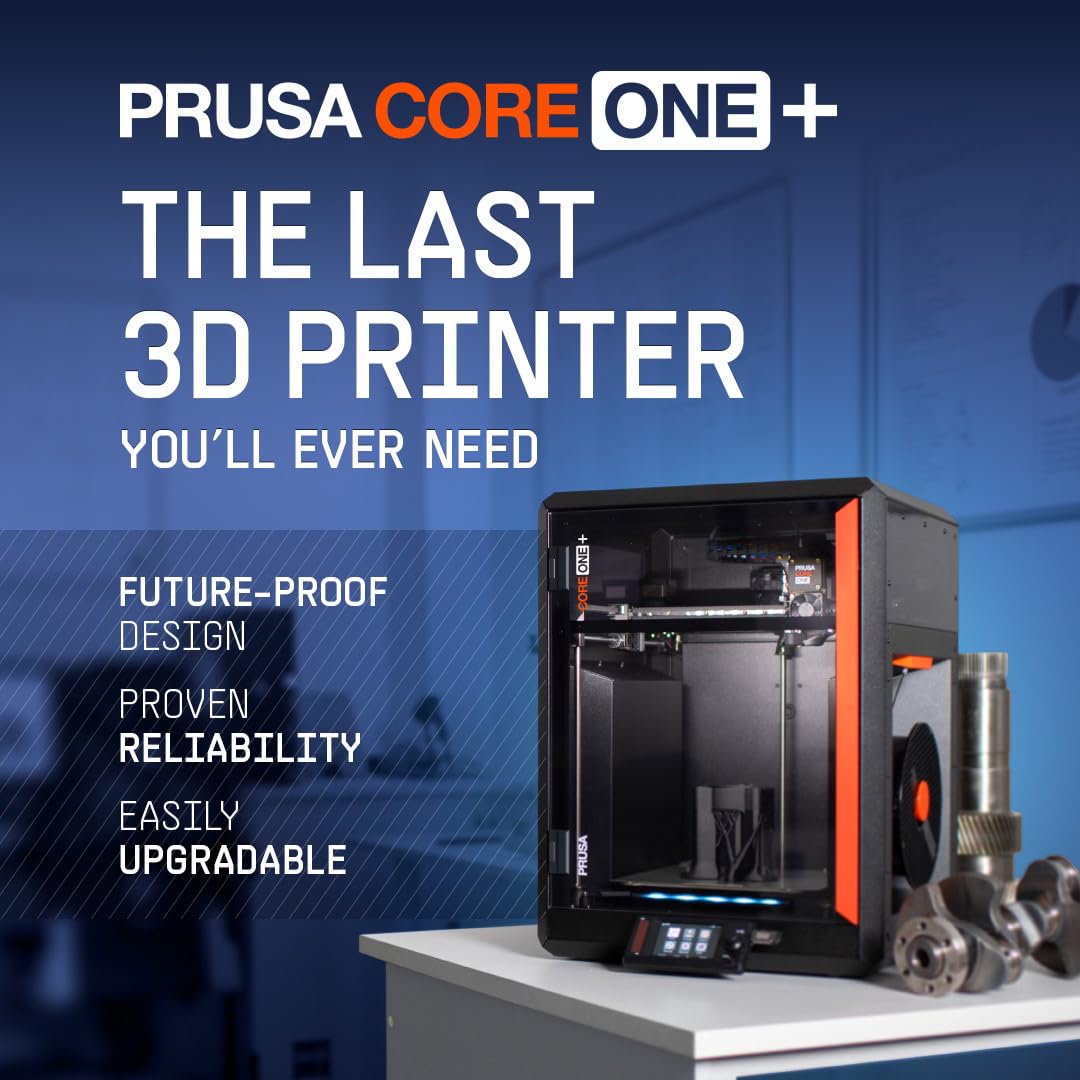 Original Prusa CORE One+ DIY Kit: CoreXY High-Speed Professional 3D Printer per Hobby & Industria, chiuso, regolazione attiva della temperatura, modalità offline sicura, 25x22x27cm