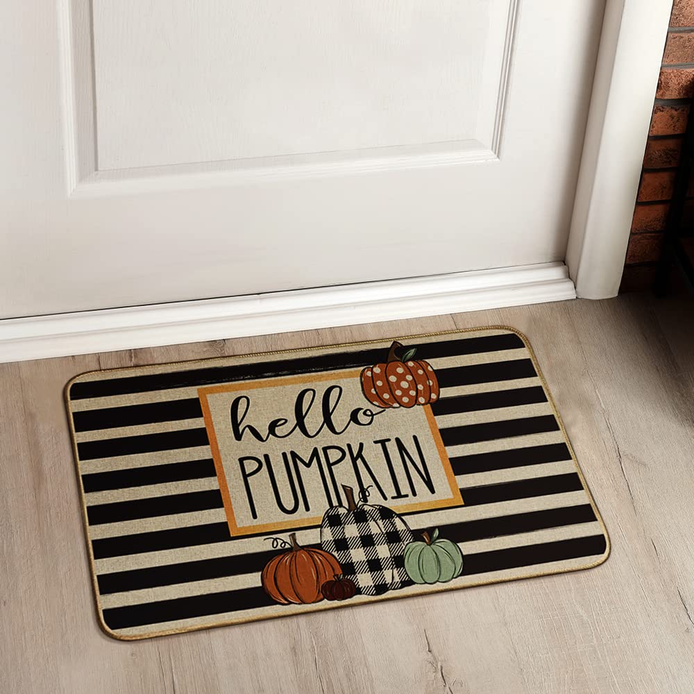 Herbst-Fußmatte „Hello Pumpkin“ – 76 X 43 Cm, Rutschfest, Waschbar, Für Haustür & Deko